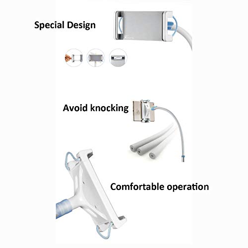 Plata Aleación De Aluminio Soporte Tablet 7,Altura Regulable 136-187cm/53.5-73.6in Tripode para Ipad 2018 para Grabación De Videos De Youtube, Maquillaje, Selfies, Fotografía, Transmisión En Vivo