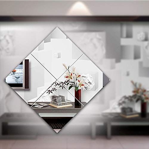 PLIENG Azulejos De Espejo De Pared Juego De Espejos Sin Marco De Cristal HD Espejos De Maquillaje De Larga Duración para Puertas De Hogar Y Baño Decoración Regalos De Mujer,20x20cm