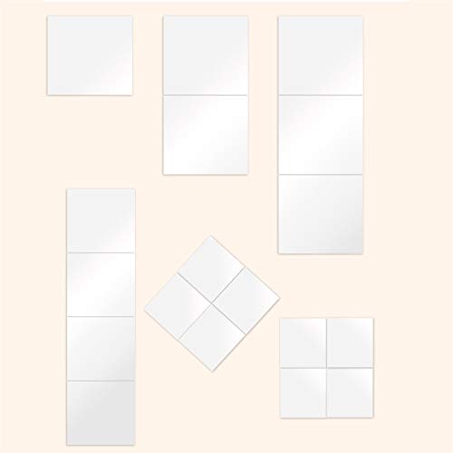 PLIENG Azulejos De Espejo De Pared Juego De Espejos Sin Marco De Cristal HD Espejos De Maquillaje De Larga Duración para Puertas De Hogar Y Baño Decoración Regalos De Mujer,20x20cm