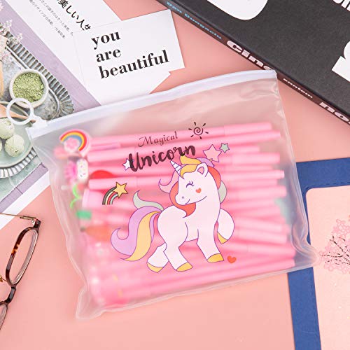 Pluma gel unicornio,Comius Sharp 20 Piezas Bolígrafos de unicornio para niñas, regalo de cumpleaños escolar,0.5 mm Fine Point Pen Tinta negra Pluma para escuela oficina suministros. (Rosa)