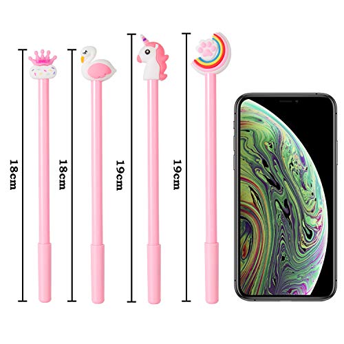 Pluma gel unicornio,Comius Sharp 20 Piezas Bolígrafos de unicornio para niñas, regalo de cumpleaños escolar,0.5 mm Fine Point Pen Tinta negra Pluma para escuela oficina suministros. (Rosa)