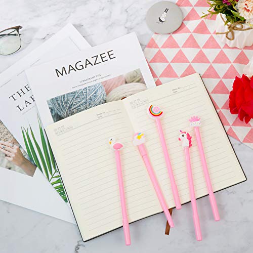 Pluma gel unicornio,Comius Sharp 20 Piezas Bolígrafos de unicornio para niñas, regalo de cumpleaños escolar,0.5 mm Fine Point Pen Tinta negra Pluma para escuela oficina suministros. (Rosa)