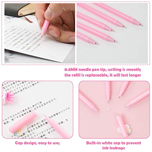 Pluma gel unicornio,Comius Sharp 20 Piezas Bolígrafos de unicornio para niñas, regalo de cumpleaños escolar,0.5 mm Fine Point Pen Tinta negra Pluma para escuela oficina suministros. (Rosa)