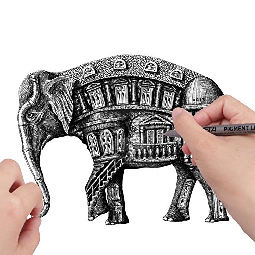 Plumas de Línea Fina,Fineliner Plumas Clasificado Punta Tamaños Negro 18 conjunto Rotuladores de Punta Fina con Pincel para Escritura Sketching Dibujo Entintando