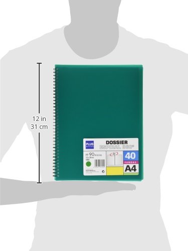 Plus Office 13461-40-GN - Carpeta con 40 fundas y espiral, color verde