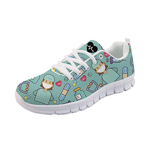 POLERO Zapatillas de Deporte para Mujer Zapatos Deportivos Zapatos con Cordones para Mujer Zapatos para Caminar livianos Zapatos de Tenis Zapatos para Correr de Malla para Mujer 38 EU