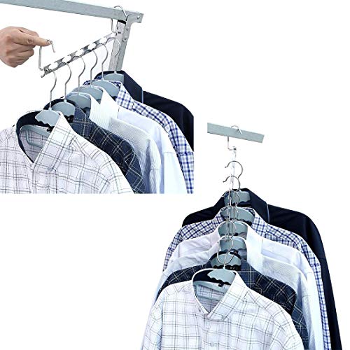 Polly Online 4 Piezas  Perchas mágicas Perchas de Ahorro de Espacio Organizador de Ropa de Vestuario Ranuras de Acero Inoxidable Tipo U de 6  Percha de Ropa Space Saver