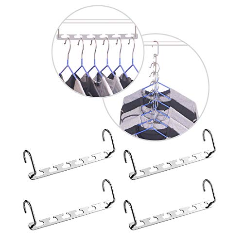 Polly Online 4 Piezas  Perchas mágicas Perchas de Ahorro de Espacio Organizador de Ropa de Vestuario Ranuras de Acero Inoxidable Tipo U de 6  Percha de Ropa Space Saver