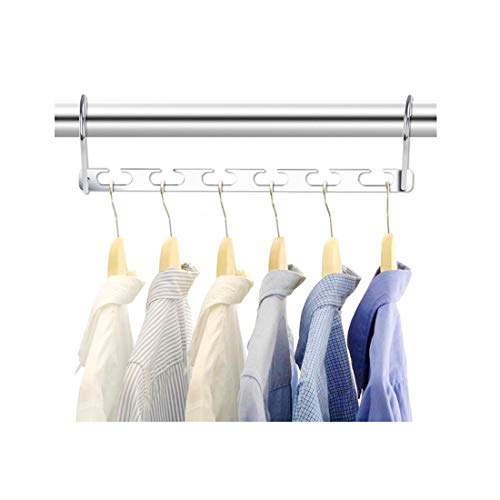 Polly Online 4 Piezas  Perchas mágicas Perchas de Ahorro de Espacio Organizador de Ropa de Vestuario Ranuras de Acero Inoxidable Tipo U de 6  Percha de Ropa Space Saver