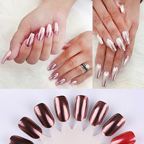 Polvo para manicura de ; brillante, cromado y efecto espejo, oro rosa