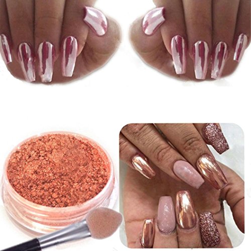 Polvo para manicura de ; brillante, cromado y efecto espejo, oro rosa