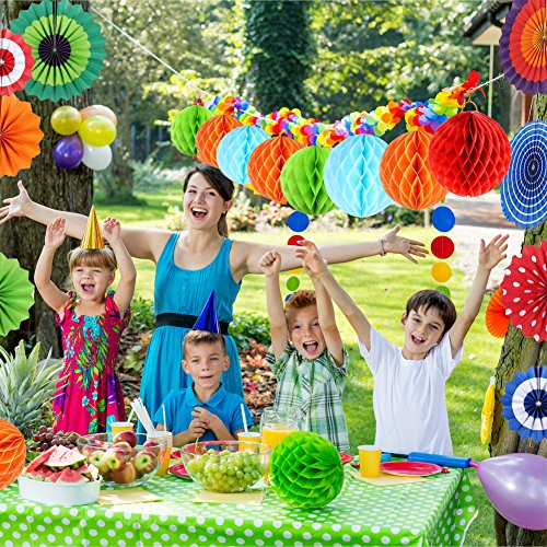 Pompones de Papel de Abeja de Papel Abanicos de Papel Decoraciones Arte Flores Decoración para la Fiesta Boda Cumpleaños Jardín Infantil 16 Piezas Color Multi