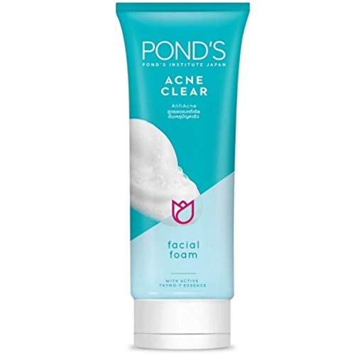 POND's - Acné- Limpiador facial de espuma exfoliante 100g. Cuidado de la piel del rostro contra grasa y acné