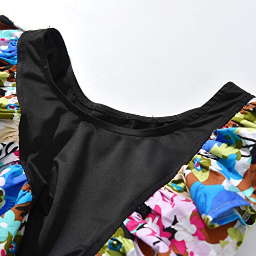 PoonStyling Traje de baño de una pieza para niñas pequeñas, traje de baño hawaiano con volantes para playa para niños (edad: 2-6 años) Negro Negro ( 90 cm(2-3 años)