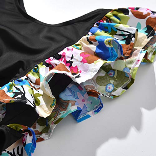 PoonStyling Traje de baño de una pieza para niñas pequeñas, traje de baño hawaiano con volantes para playa para niños (edad: 2-6 años) Negro Negro ( 90 cm(2-3 años)