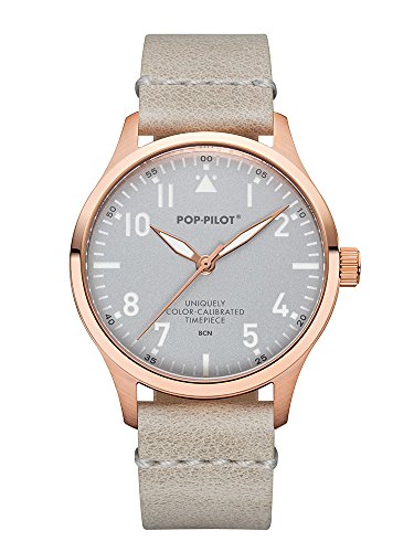 Pop De Pilot® Mujer Piloto Reloj BCN con pulsera de piel I impermeable rosegolden Mujer Reloj I 40 mm