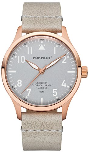 Pop De Pilot® Mujer Piloto Reloj BCN con pulsera de piel I impermeable rosegolden Mujer Reloj I 40 mm