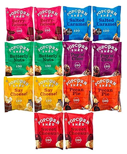 Popcorn Shed’s Paquete degustación de una selección de palomitas gourmet (paquete de 14): El regalo perfecto de palomitas de maíz | Snacks naturales, sin gluten y vegetarianos