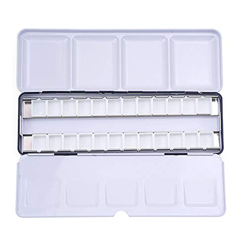 Portable Empty Watercolor Tins Paleta Pintura Caja de Metal con 24pcs Medias Sartenes para Dibujar Suministros de Pintura