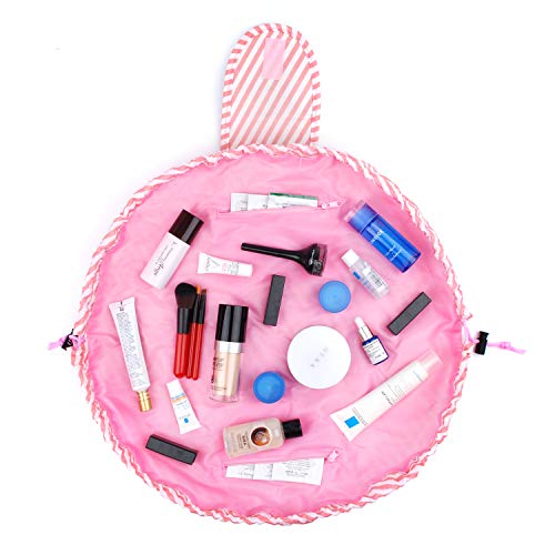 Portátil Lazy Drawstring Bolsa de Maquillaje de Viaje Bolsa de cosméticos Organizador de artículos de tocador Impermeable Grande para Mujeres y niñas