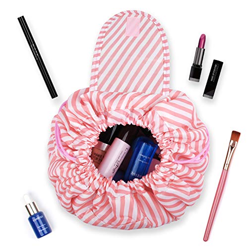 Portátil Lazy Drawstring Bolsa de Maquillaje de Viaje Bolsa de cosméticos Organizador de artículos de tocador Impermeable Grande para Mujeres y niñas