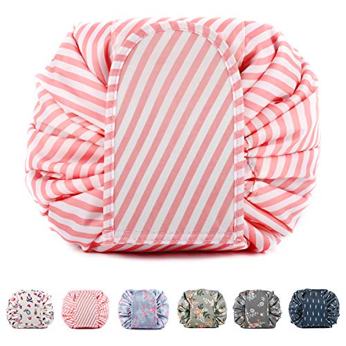 Portátil Lazy Drawstring Bolsa de Maquillaje de Viaje Bolsa de cosméticos Organizador de artículos de tocador Impermeable Grande para Mujeres y niñas