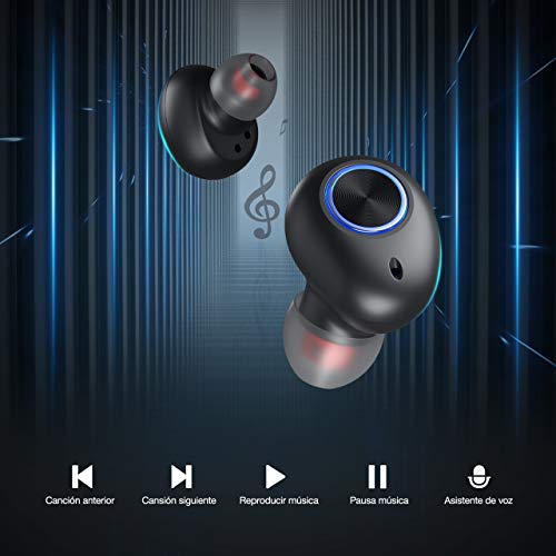 POWERADD Auricular Bluetooth True Wireless Bluetooth 5.0 Auriculares Caja de Carga Auriculares inalámbricos Bluetooth con Carga Rapida Resistente al Agua con Caja de Carga-Negro