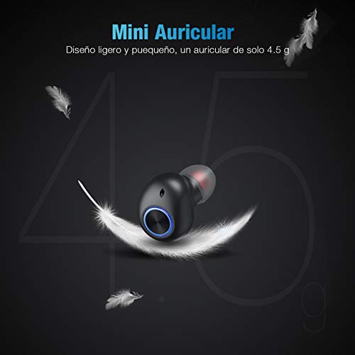 POWERADD Auricular Bluetooth True Wireless Bluetooth 5.0 Auriculares Caja de Carga Auriculares inalámbricos Bluetooth con Carga Rapida Resistente al Agua con Caja de Carga-Negro