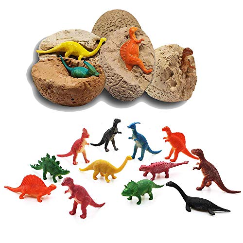 PowerKing Huevos de Dinosaurio, 12 PCS Huevos de Dinosaurio jurásicos únicos Excavan y descubren Kits para niños Fiesta de Pascua Arqueología Paleontología Regalo de Ciencia educativa