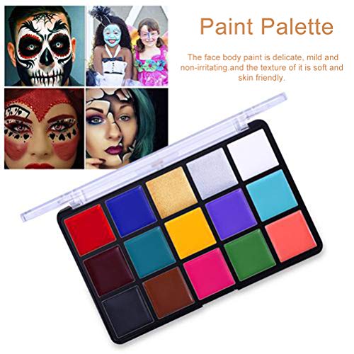 Poxcap 15 colores pintura corporal pintura facial al óleo paleta de maquillaje disfraces de Halloween Cosplay fiestas festivales pintura herramienta de arte a base de