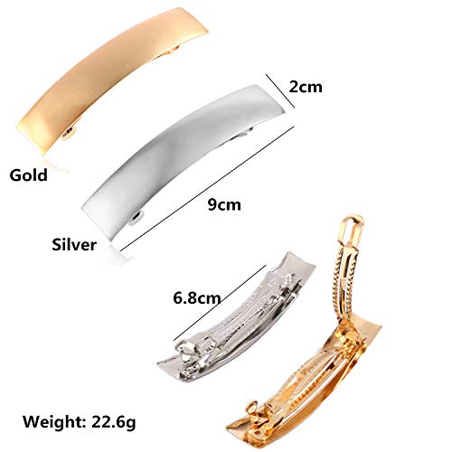 PPX Retro Clip de pelo de metal pasadores de pelo francés Primavera Accesorios para el cabello para mujeres niñas (Plata)