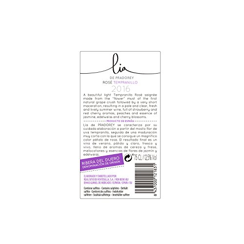 PRADOREY Lia - Vino rosado - 100% Tempranillo - Ribera del Duero - Vino natural de corta maceración con un punto de dulzor - 6 BotellaS - 0,75 L