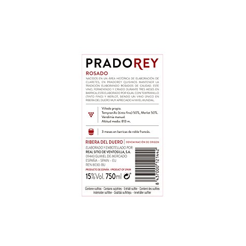 PRADOREY Rosado - Vino rosado - Fermentado en barrica - Ribera del Duero - 50% Merlot, 50% Tempranillo - 3 meses de barrica - 6 Botellas - 0,75 L