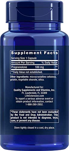 Pregnenolona 100 mg, 100 Cápsulas, por Life Extension