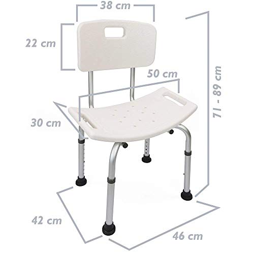 PrimeMatik - Silla de Ducha Antideslizante Regulable en Altura para baño