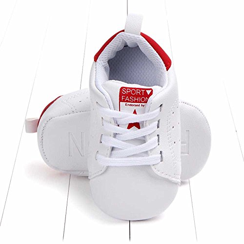 Primeros Pasos Zapatos de Bebé, Zapatillas para Infantil Recién Niñas Niños 0-18 Mes (Tamaño:0-6Mes, Rojo)