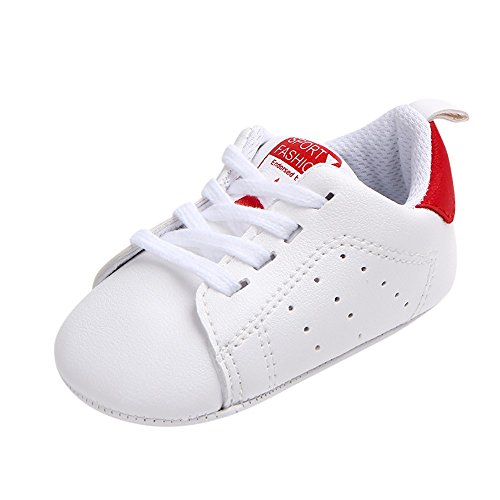 Primeros Pasos Zapatos de Bebé, Zapatillas para Infantil Recién Niñas Niños 0-18 Mes (Tamaño:0-6Mes, Rojo)