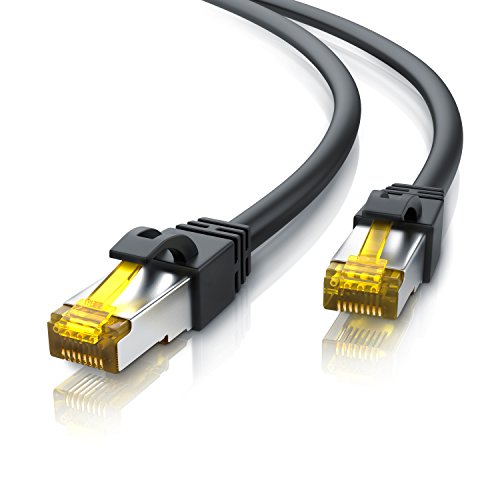 Primewire 10m Cable de Red Gigabit Ethernet Cat 7-10000 Mbit s - Cable de Conexión - Cable Cat.7 en Bruto con apantallamiento S FTP PIMF y Conector RJ45 - Punto de Acceso Switch Router Modem - Negro