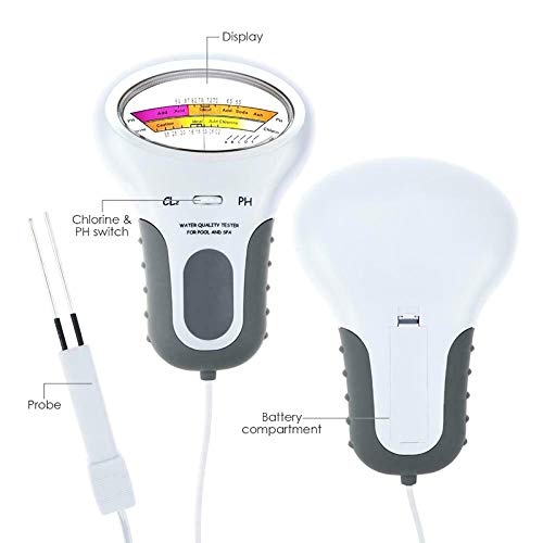 Probador digital portátil 2 en 1 de calidad de agua pH y cloro CL2 para piscinas, aguas termales, analizadores de calidad del agua potable, 19 x 12 x 5 cm