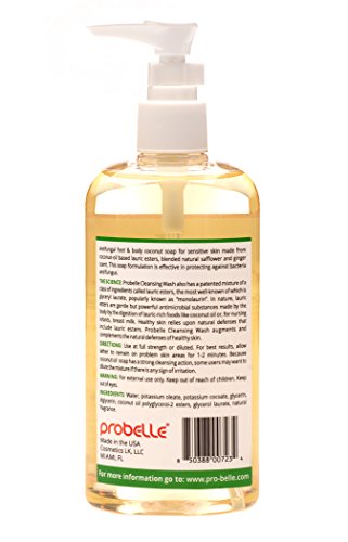 Probelle Jabón antifúngico de cártamo y aceite de coco puro con protección antimicrobiana. Ayuda a las áreas de la piel afectadas. 9.5 oz / 280 ml