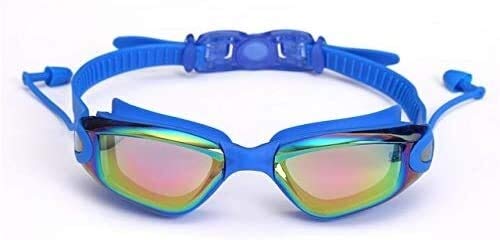 Profesionales Gafas de natación Gafas de sol Vidrios Con tapones de silicona a prueba de agua, gafas de seguridad anti-vaho favor En contra salpicaduras de líquidos químicos Polvo azul ( Size : Blue )