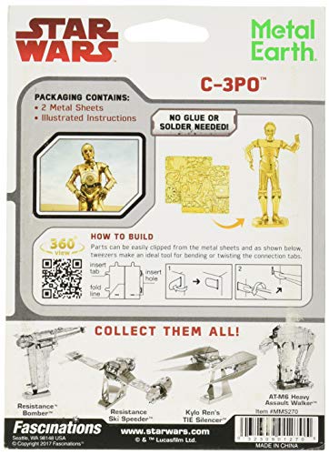 Professor PUZZLE Metal Earth Star Wars C-3PO Modelo Kit