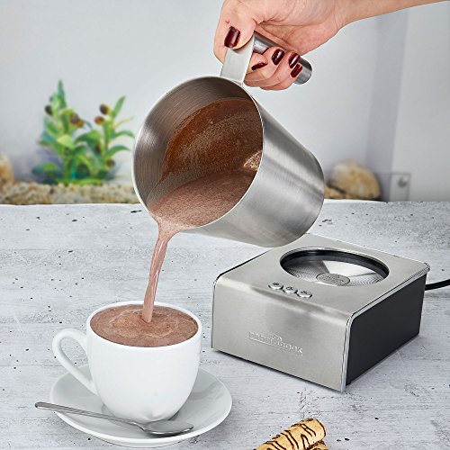 ProfiCook MS 1032 Espumador de leche automático, Funcion batidora de leche y calienta chocolate, Acero inoxidable, Capacidad 500 ml, Color Plata
