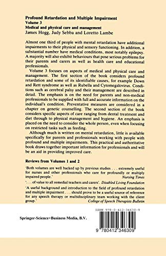 Profound Retardation and Multiple Impairment: Medical And Physical Care And Management: Volume 3: Medical and Physical Care and Management: Medical and Physical Care Management