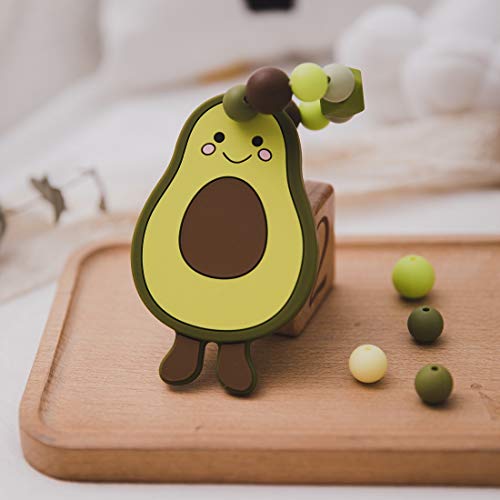 Promise Babe Mordedor de silicona Ayuda para la dentición del bebé Cuentas de silicona Juguetes para la dentición del aguacate Juguetes para el sonajero Dentición Pulsera de silicona BPA gratis