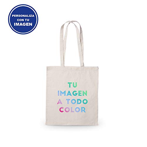 Promo Shop Bolsa Ecologica 100% Algodón Reutilizable · Gran Resistencia (hasta 9 Kg) · Personalízala con tu Imagen o diseño Preferido a Todo Color Mediante Impresión Textil