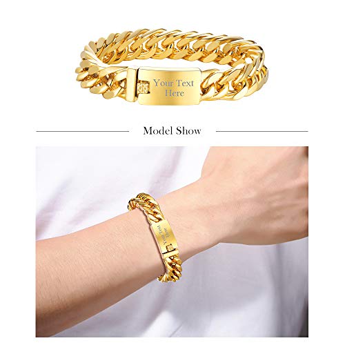 PROSTEEL Pulsera de Hombre de Cadena Cubana Pulsera Gruesa Regalo de San valentín Regalo para Padre