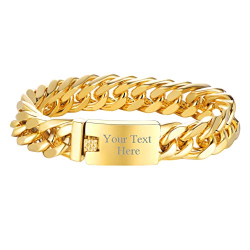 PROSTEEL Pulsera de Hombre de Cadena Cubana Pulsera Gruesa Regalo de San valentín Regalo para Padre