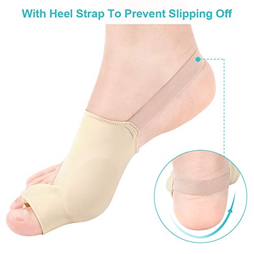 Protector de Juanete con Correa del Talón, Almohadillas para los juanetes, Hallux Valgus Protector, Corrector de Juanete para Hallux Valgus, Mangas de Juanete, Alivio del Dolor de Juanetes, 1 Par