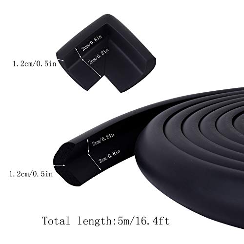 Protectores Para Esquinas y Bordes 5m Protector Borde e 8 Proteccion Esquinas con 1 Protector Puerta para Protector a Prueba de Niños Negro
